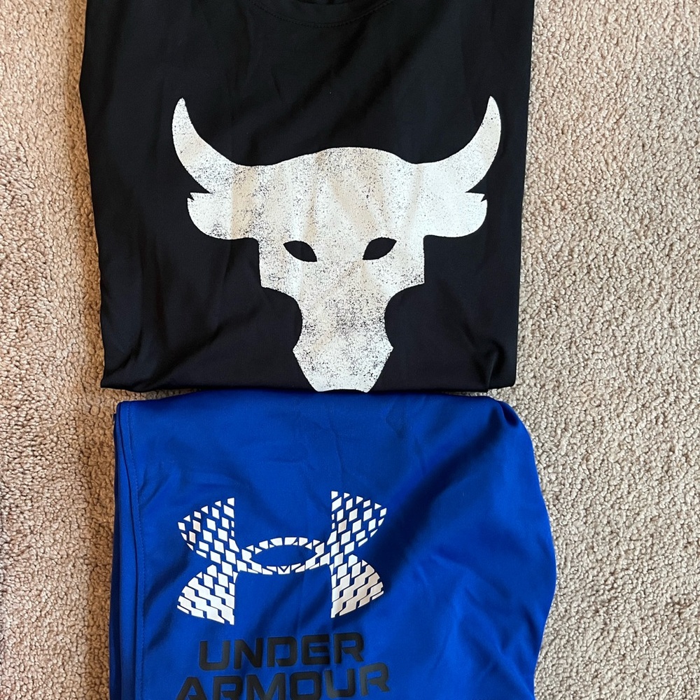 Under Armour Black Top and Royal Blue Shorts